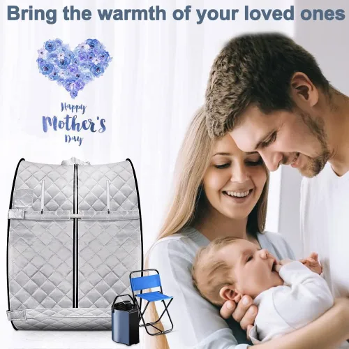 Vista 8 de Sauna de vapor portátil, caja de sauna personal para el hogar, tiendas de sauna para spa en casa, generador de vapor de 3 L y 800 W con protección