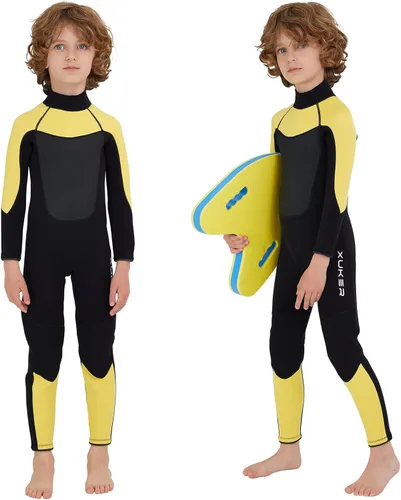 Vista 5 de XUKER Traje de neopreno para niños y niñas, 0.118 in, con cremallera trasera, de neopreno, térmico, de cuerpo completo, para jóvenes, adolescentes