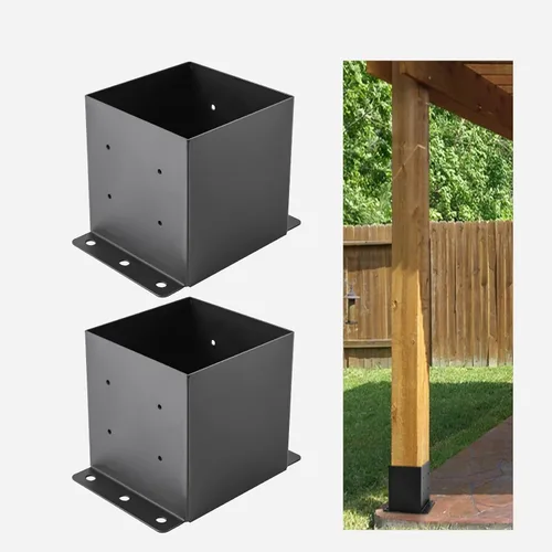 Vista 9 de Base para poste 4x4, soportes de poste (Tamaño interno 3.6"x3.6")，anclaje de poste de valla de acero grueso recubierto de polvo negro para poste