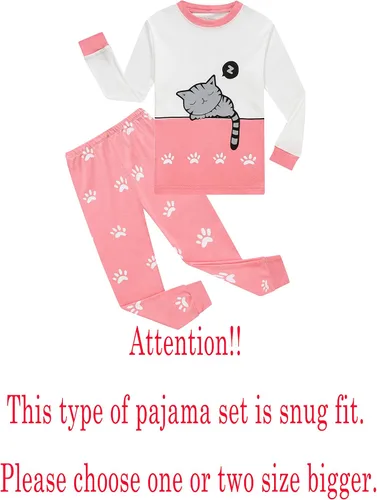 Vista 2 de KikizYe Conjunto de pijamas para niñas, pijamas de manga larga de algodón