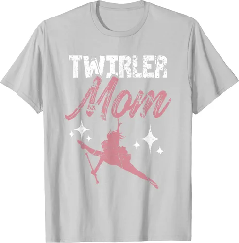 Vista 15 de Twirler Mom Baton Madre Majorette Funny Gymnastic Twirling T-Shirt Negro