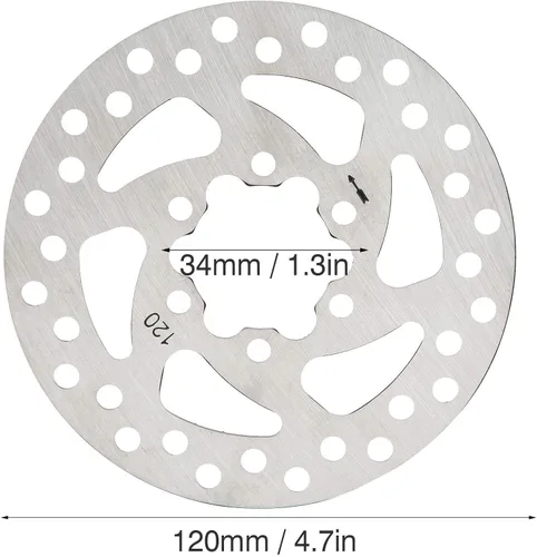 Vista 2 de Disco de freno de 120, disco de freno eléctrico de acero inoxidable Patineta Rotor Pad Scooter eléctrico Disco de freno Piezas de repuesto 34