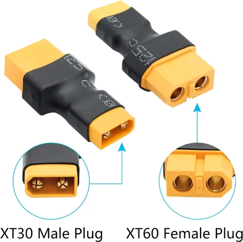 Vista 3 de 2 pares de adaptadores XT60 a XT30 macho hembra, XT30 a XT60 conector inalámbrico enchufe para RC FPV Drone Car Lipo NiMH cargador de batería ESC