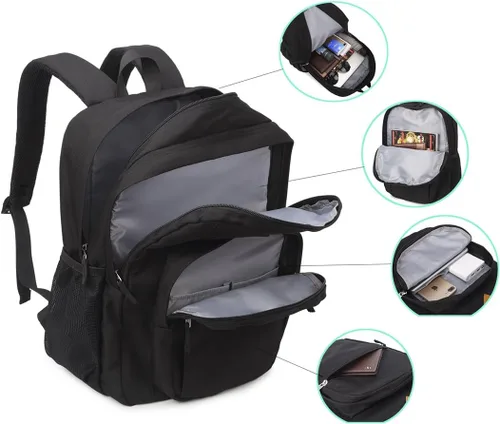 Vista 6 de Abshoo Classical Basic Mochila de viaje para escuela resistente al agua. Mochila escolar de espalda.