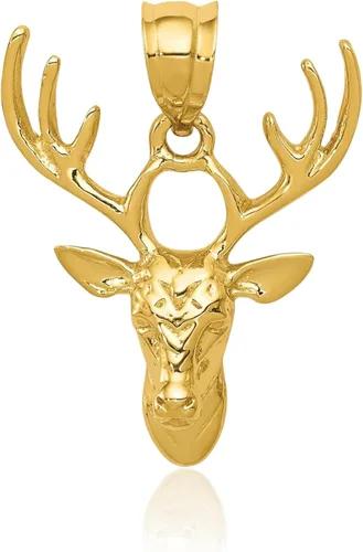 Vista 3 de IceCarats 14K Solid Yellow Gold Deer Head Necklace Chain Pendant Charm
