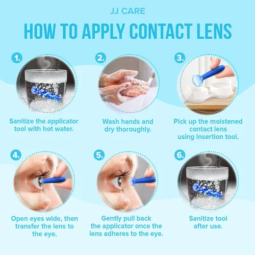 Vista 6 de JJ CARE Aplicador de lentes de contacto – Paquete de 4 herramientas de succión para lentes de contacto duras, émbolo de contacto ocular de goma