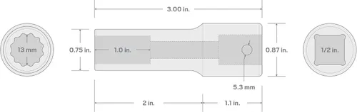 Vista 6 de TEKTON Encastre de 1/2 pulgada x 0.512 in de profundidad 12 puntos de impacto SID23313
