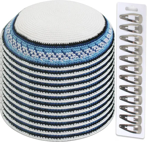 Vista 11 de Zion Judaica - Paquetes de Kipá de punto de calidad a granel, Kipppot o Kippas individuales, clips Kipa gratis incluidos