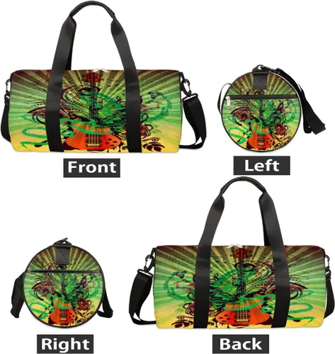 Vista 7 de Grunge - Bolsa de lona musical retro con correa de hombro desmontable, bolsa deportiva para gimnasio, bolsa deportiva para estudiantes, 17.6 x 9 x 9