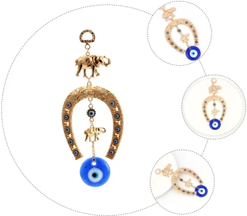 Vista 2 de Llavero de regalo adornos de ojo turco colgante de pared de mal de ojo herradura decoración accesorios clave amuleto llavero encantos mochila