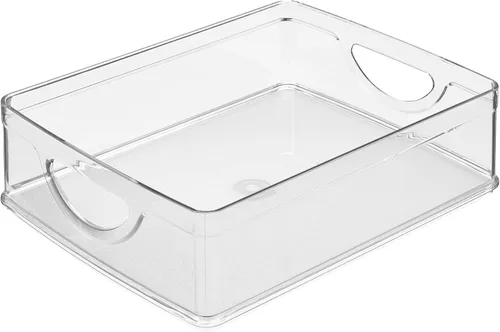 Vista 10 de iDesign contenedor apilable para despensa con asas para gabinetes o nevera, transparente, fabricado en EE. UU Contenedor de almacenamiento