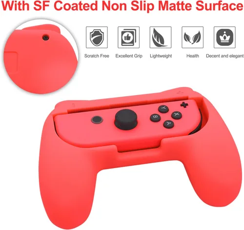 Vista 3 de FastSnail Base de carga y paquete de 4 empuñaduras de interruptor para Nintendo Switch Joy Con y modelo OLED, estación de soporte de carga con cable
