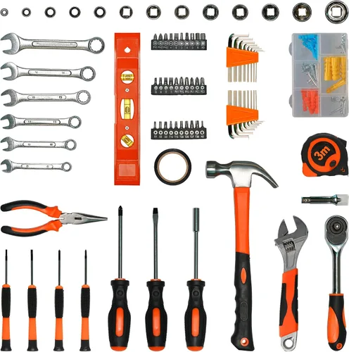 Vista 9 de Kit de herramientas de reparación para el hogar de 141 piezas, juego de herramientas básicas general para hombres y mujeres, juego de herramientas