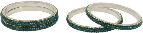 Vista 8 de Efulgenz Rhinestone Bangle Bracelet CZ Crystal Bridal Wedding Party Bracelet Indian Bangle Set Fashion Jewelry for Women (2 Pcs)