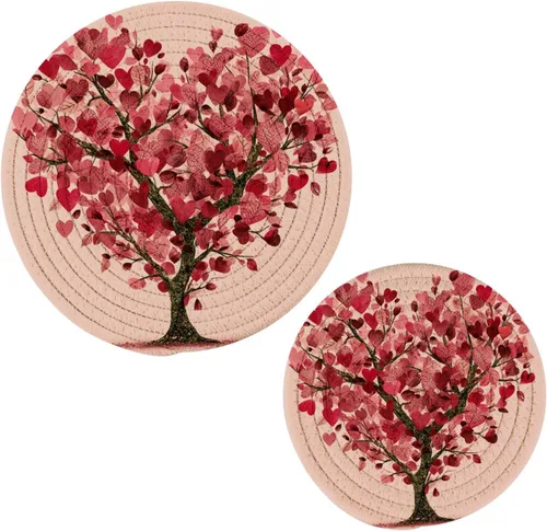 Vista 27 de Gnomo de otoño - Alfombrilla de salvamanteles 2 piezas de hojas de otoño redondas tejidas agarraderas para mesa de cocina, protector de encimera