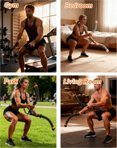 Vista 7 de Cuerdas de batalla sin cuerda, equipo de entrenamiento portátil ajustable de bajo impacto para gimnasio en casa, equipo de fitness para HIIT