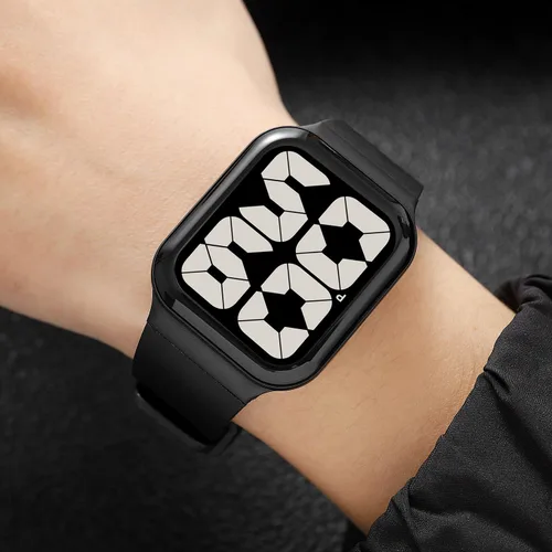 Vista 8 de Large Numbers Digital Watches for Men Women Elderly Waterproof Wrist Watch Negro y Negro