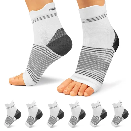 Vista 15 de Calcetines para fascitis plantar (6 pares) para hombres y mujeres, mangas de compresión para pies con soporte de arco y tobillo