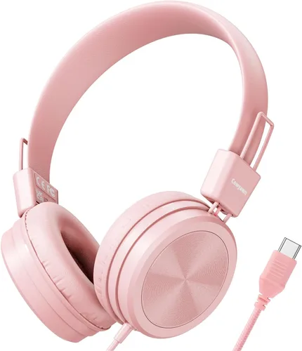 Vista 10 de Cowyawn - Auriculares infantiles, auriculares para niños con limitador de volumen seguro de 94 dB, auriculares escolares con cable para niños