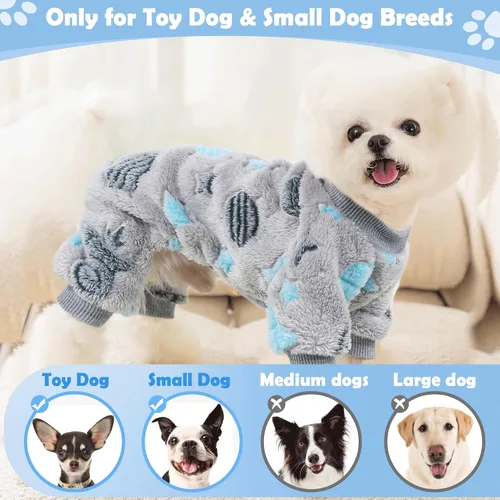Vista 3 de Pijama de forro polar para perro macho, pijamas de otoño e invierno, ropa linda para cachorros extra pequeños, jumpsuit de suéter para perro de 4