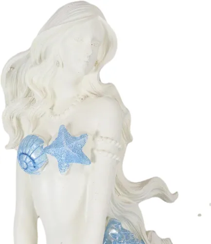 Vista 6 de Ebros Gift Figura náutica marina de sirena de cola azul aguamarina sentada en el mar roca figura 11.5 pulgadas de alto océano aguamarina princesa