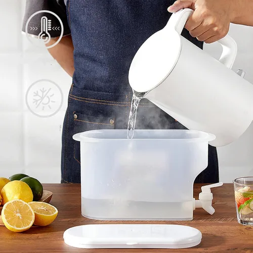 Vista 6 de 2 tetera fría con grifo en el refrigerador, dispensador de bebidas heladas, dispensador de bebidas con espita, leche, dispensador de limonada