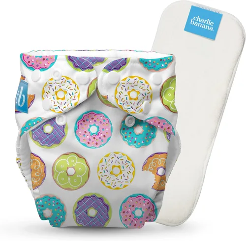 Vista 10 de Charlie Banana Pañales de tela, reutilizables, lavables, ajustables, talla única, para bebés y niños pequeños, con inserto absorbente, aviador