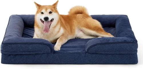 Vista 10 de Made4pet - Cama grande para perro, sofá ortopédico de espuma para perros, sofá cama para mascotas de 38 pulgadas con funda impermeable lavable, Gris