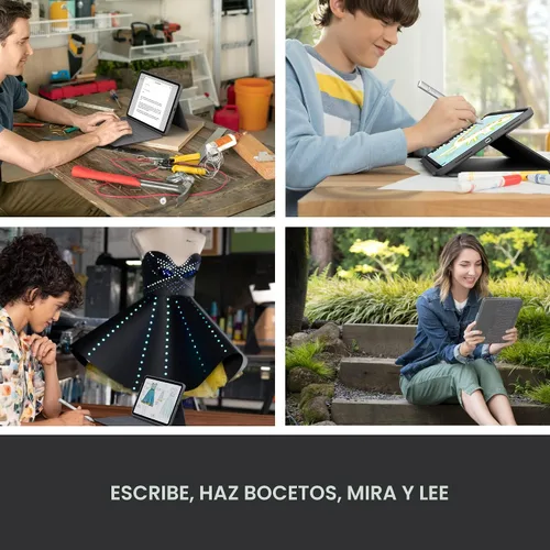 Vista 4 de Logitech Funda de teclado tipo folio resistente para iPad (10ª generación y A16) con conector inteligente y teclado duradero a prueba de derrames