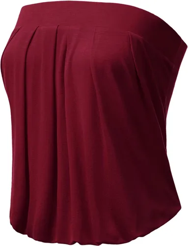 Vista 2 de DOUBLJU - Top de tubo elástico plisado natural para mujer con banda elástica con talla grande
