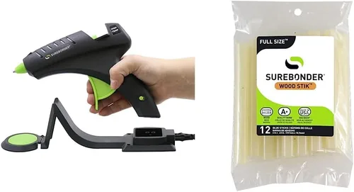 Vista 8 de Pistola de pegamento caliente sin cable Surebonder, alta temperatura, tamaño completo, 60W, 50% más potencia y barras de pegamento caliente Adtech