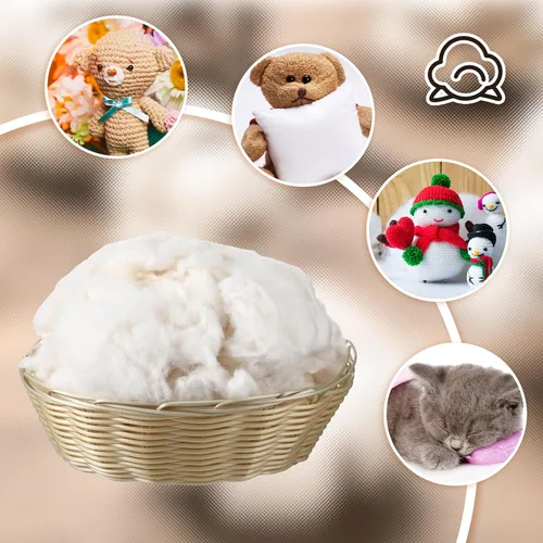 Vista 5 de Wesnoy 50g/0.11lb de relleno de algodón suave para animales de peluche, almohadas, relleno de fibra de algodón natural, para juguetes, decoraciones