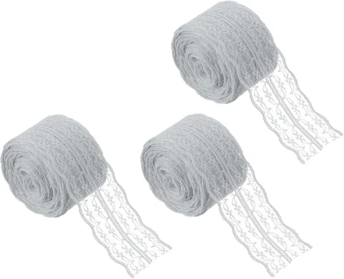 Vista 77 de MECCANIXITY 8 Yard Lace Trim Ribbon, 0.9 Inch Wide Vintage Floral Pattern Crochet Lace Edge Ribbon Trimming for DIY Sewing Crafts Gift Wrap Wedding