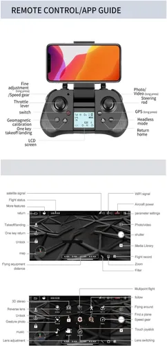 Vista 6 de Drone GPS Drone with 5G WiFi FPV 2-Axis 4K Dual Camera Anti-Shake Gimbal 2000m Image Transmission Brushless Professional RC One Key Take OffLanding