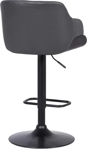 Vista 5 de Armen Living Toby Taburete giratorio de piel sintética, ajustable, gris y negro