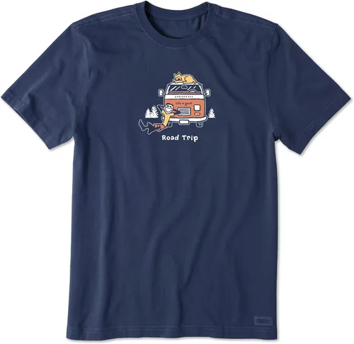 Vista 3 de Life is Good Camiseta gráfica vintage Crusher para hombre, viaje por carretera