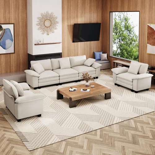 Vista 47 de Sofá Seccional Modular Individual de 53.5", Sillón de Pana Suave y Afelpada con Asiento Profundo Cómodo y Brazos Removibles para Sala de Estar