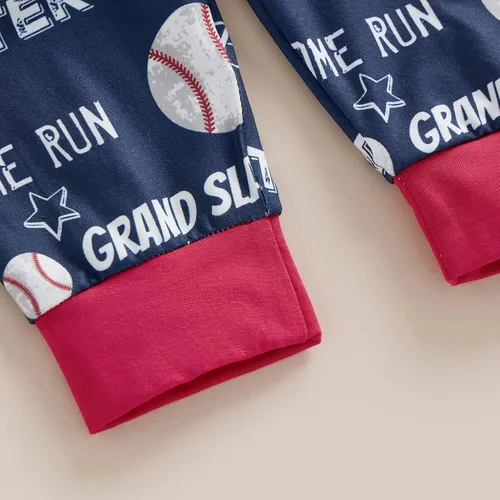 Vista 7 de Chloefairy Traje de béisbol para bebé recién nacido, traje de béisbol para recién nacido, mameluco de béisbol, pantalones deportivos de 3 piezas