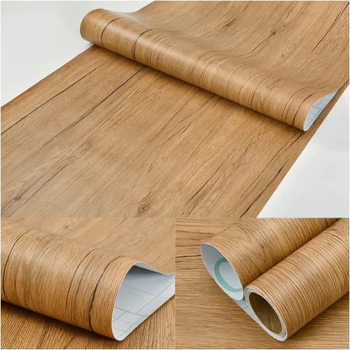 Vista 3 de Papel de contacto de madera autoadhesivo, película de vinilo de madera de 11.8 x 39.37 pulgadas, papel tapiz de madera impermeable y extraíble Grano