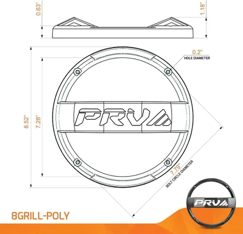 Vista 2 de PRV AUDIO 8GRILL-Poly - Parrilla de altavoz de 8 pulgadas, se adapta a diferentes modelos de PRV AUDIO y tornillos incluidos para una instalación