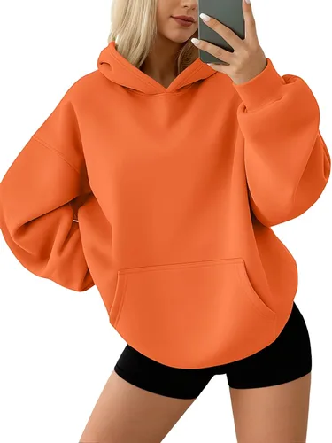 Vista 7 de AUTOMET Sudaderas con capucha de forro polar de gran tamaño para mujer, ropa de otoño Rosa