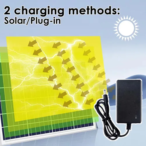 Vista 2 de Ventilador solar portátil de 16 pulgadas, ventilador derecho oscilante Negro