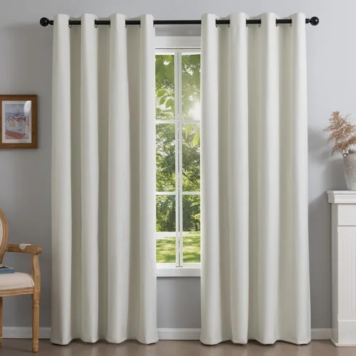 Vista 13 de NFPA701 Cortinas estándar ignífugas sin flúor de 63 pulgadas, 2 paneles, cortinas 100% opacas para dormitorio, sala de estar, cortina