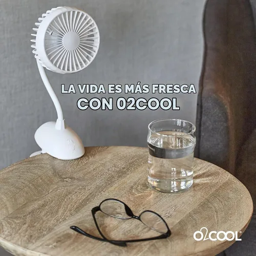 Vista 8 de O2COOL Ventilador recargable con clip de batería USB con cuello de cisne de 3 velocidades