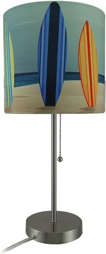 Vista 3 de Zeckos Lámpara de mesa de acero inoxidable de 18 pulgadas, un acento de decoración temática de playa perfecto con cautivadora pantalla de tabla