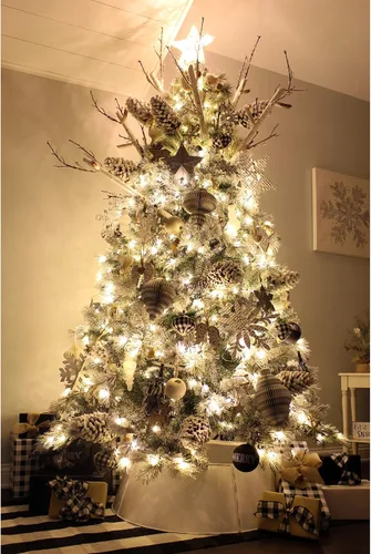 Vista 3 de AuldHome Design Adornos de estrella de granja (paquete de 12, blanco); madera con esmalte blanco de 2 pulgadas, decoración de Navidad de estrella