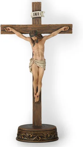 Vista 9 de Crucifijo Católico de Pared BC, Decoración Inspiracional del Hogar de Jesucristo, Regalo Religioso Devoto, 10"H, Escultura Renacentista Hecha a Mano