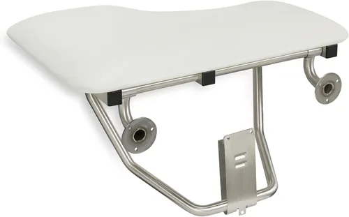 Vista 4 de Seachrome Asiento de ducha Lift-Assist, en forma de L, zurdo, ADA, montaje en pared, acolchado blanco naugahyde