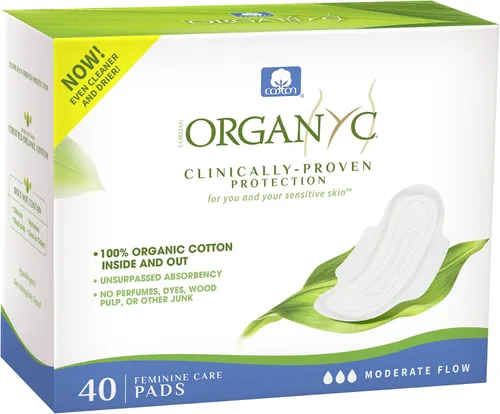 Vista 8 de Organyc - Compresas femeninas de algodón orgánico certificado 100% por dentro y por fuera, 40 unidades, flujo abundante, nuevo empaque de mayor