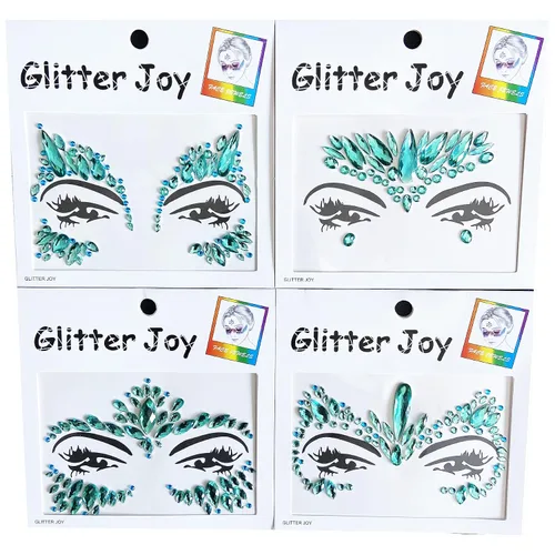 Vista 11 de Gemas faciales, calcomanías de tatuaje de joyas faciales para festivales, gemas faciales adhesivas, piedras preciosas corporales, tatuajes faciales